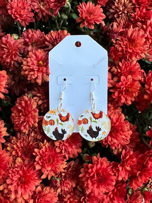 Chicken Cuties Mini Round Earrings