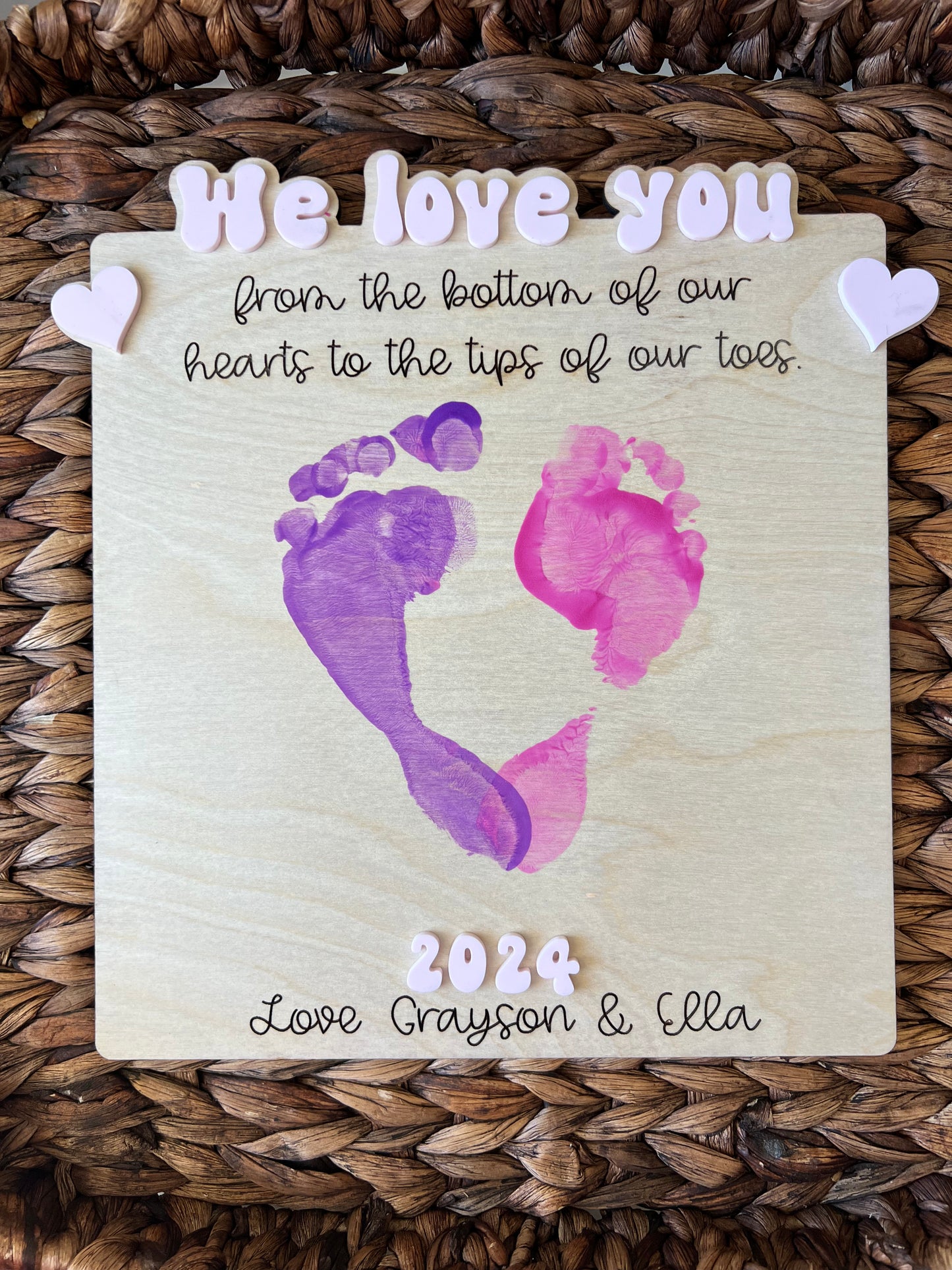 Valentines footprint keepsake