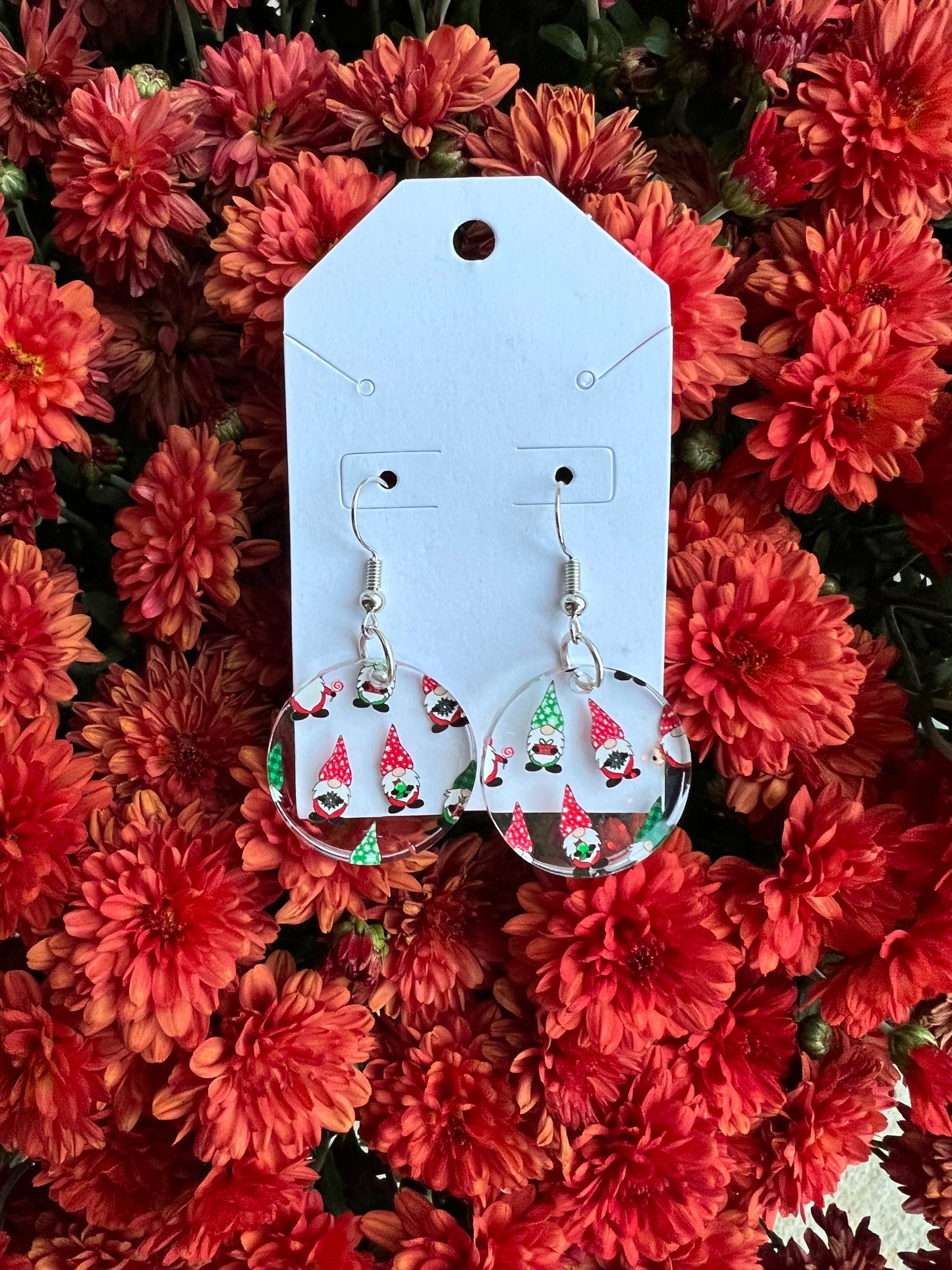 Christmas Gnomes Round Earrings