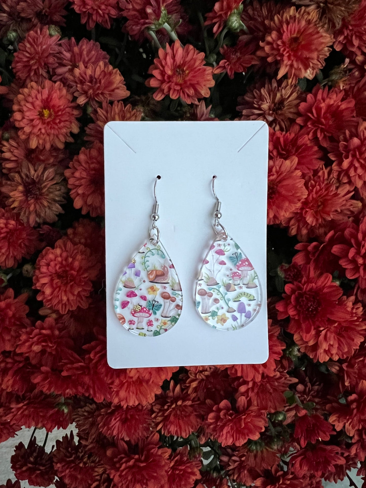 Mushroom Floral Mini Teardrop Earrings