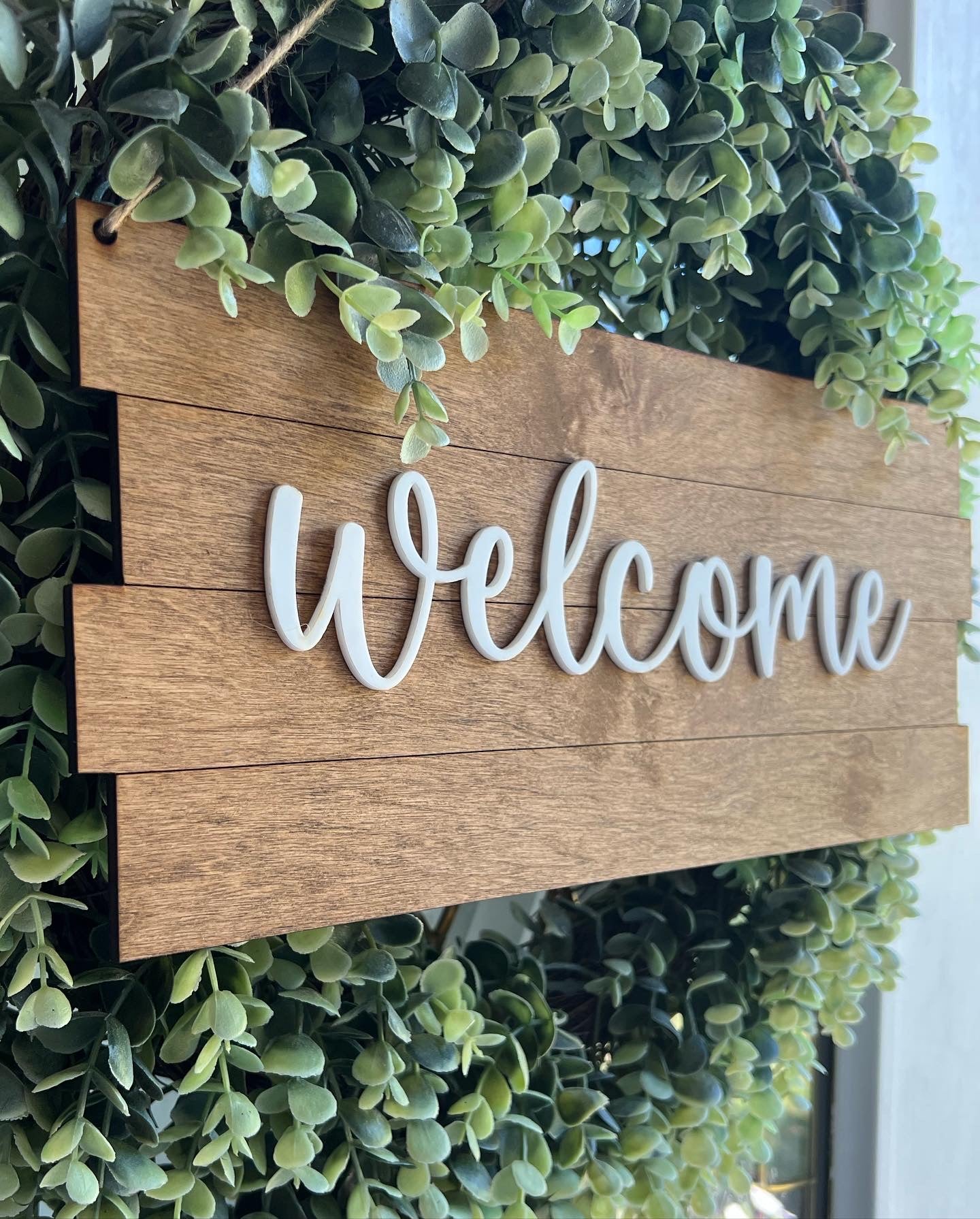 “Welcome” sign door hanger - for wreath