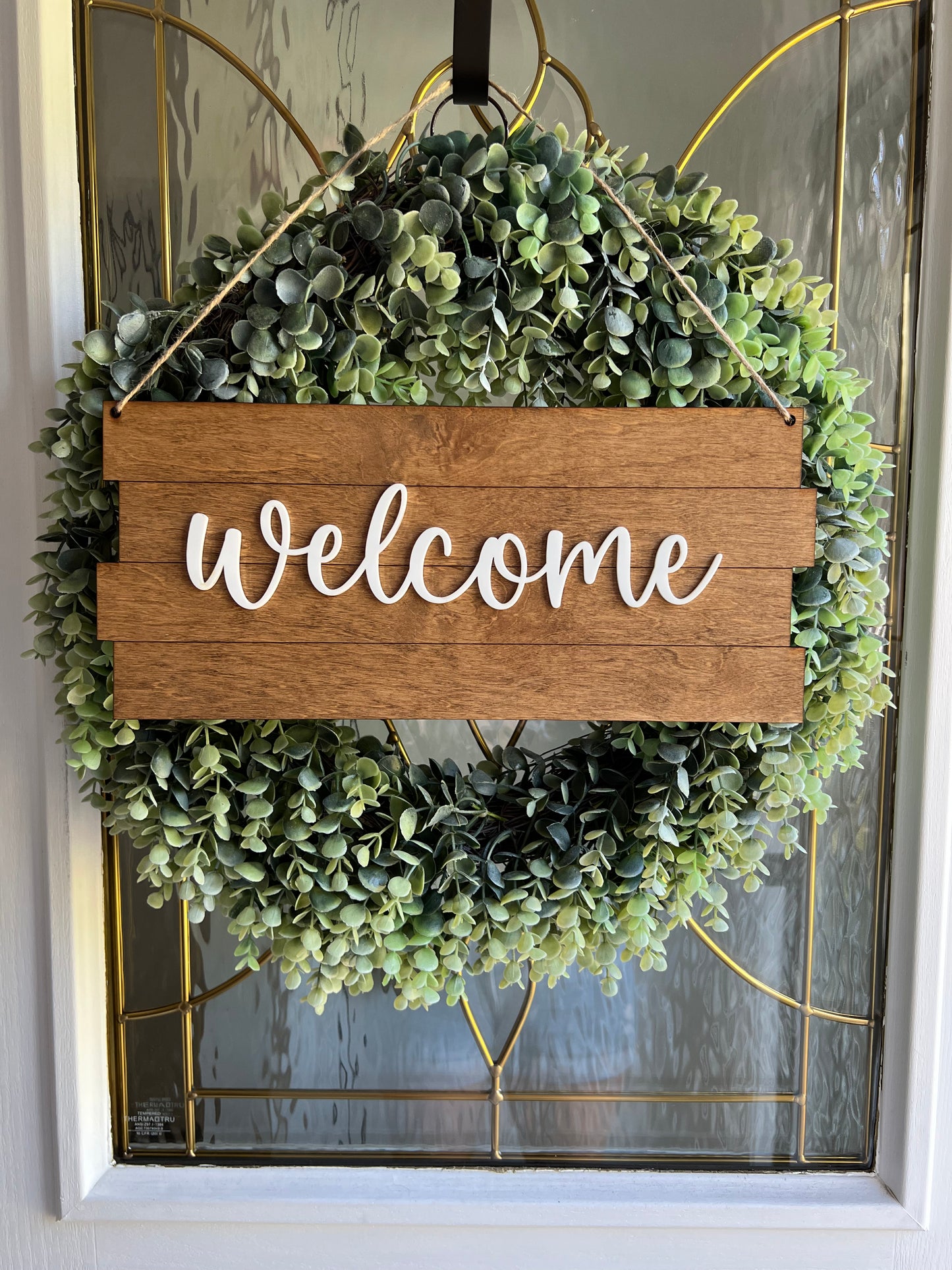 “Welcome” sign door hanger - for wreath